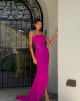 Dahlira Asymmetrical Gown in Orchid Pink