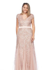 Cap Sleeve Beaded Gown Z0002