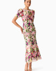 Flora Midi Dress in Nude Multi Floral