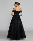 13227 Black Pearl Embellished Off The Shoulder Ball Gown