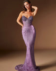 Ladivine J903 - Sheath Skirt Strapless Beaded Gown