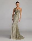 21089 One Shoulder Bead Embelished Maermaid Gown