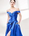 TAYLAH GOWN Off - Shoulder Satin Prom Gown