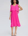 Silky Knit & Chiffon Fit and Flare Dress