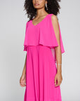 Silky Knit & Chiffon Fit and Flare Dress