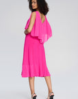 Silky Knit & Chiffon Fit and Flare Dress