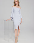 Scuba Crepe Off-the-Shoulder Sheath Dress