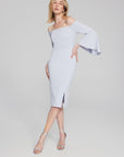 Scuba Crepe Off-the-Shoulder Sheath Dress