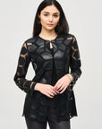Laser-Cut Leatherette Mesh Jacket