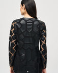 Laser-Cut Leatherette Mesh Jacket