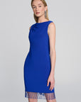 Silky Knit Beaded Hem Sheath Dress