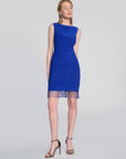 Silky Knit Beaded Hem Sheath Dress