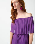 Chiffon Off-The-Shoulder Pleated Dress