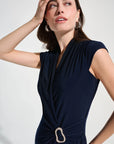 262715 Joseph Ribkoff midi dress with trim buckle detail