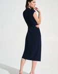 262715 Joseph Ribkoff midi dress with trim buckle detail