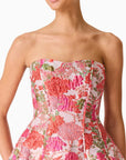 Floralie Strapless Mini Dress in Pink Floral