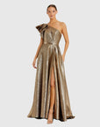 Gold One Shoulder Metallic Ballgown