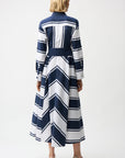 Cotton Stripe Print Fit and Flare Shirt Dress with Reversible Sash
261936