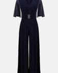 Signature | Silky Knit & Chiffon Wide Leg Jumpsuit with Cape
253723