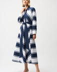 Cotton Stripe Print Fit and Flare Shirt Dress with Reversible Sash
261936