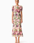 Flora Midi Dress in Nude Multi Floral