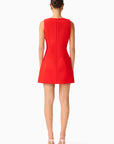 Fleurisca Embroidered A-Line Mini Dress in Scarlet Red