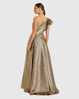 Gold One Shoulder Metallic Ballgown