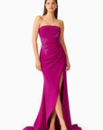 Dahlira Asymmetrical Gown in Orchid Pink
