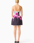 Petalia Tulip Mini Dress in Black & Pink Floral