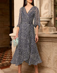 CLOUDLAND WRAP DRESS IN NAVY WHITE SPOT