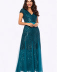 Cap Sleeve Beaded Gown Z0002