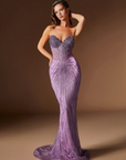 Ladivine J903 - Sheath Skirt Strapless Beaded Gown