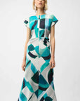 Textured Satin Geometric Print Fit and Flare Dress
261251