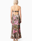 Mesmerize Floral Sequin Maxi Dress In Brown
