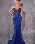 Ladivine J903 - Sheath Skirt Strapless Beaded Gown
