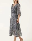 CLOUDLAND WRAP DRESS IN NAVY WHITE SPOT