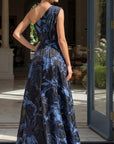 Floral Print One Shoulder A Line Gown 46319