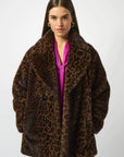 Faux Fur Leopard Print Double-Breasted Coat
253937