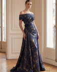 Off-Shoulder Jacquard Sheath Gown – 261M6444