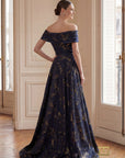 Off-Shoulder Jacquard Sheath Gown – 261M6444