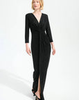 Signature | Sparkle Knit Sheath Gown With Draped Front
261743