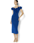 Ellie Sapphire Off The Shoulder Cocktail Dress