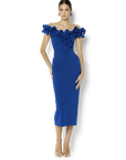 Ellie Sapphire Off The Shoulder Cocktail Dress