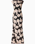 Margaux Fit & Flare Gown in Black & Gold Floral