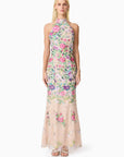 Eliska Halter Neck Gown in Floral