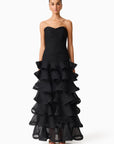Evelin Tiered Gown in Black