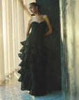 Evelin Tiered Gown in Black