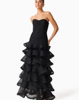 Evelin Tiered Gown in Black
