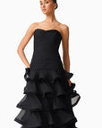 Evelin Tiered Gown in Black