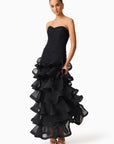 Evelin Tiered Gown in Black